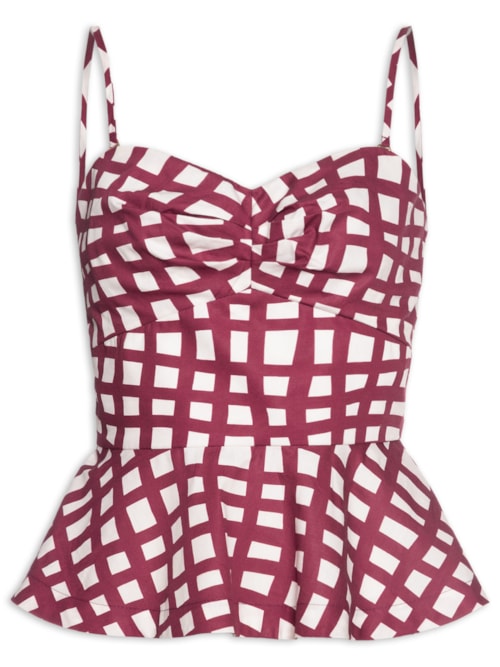 Blusa Feminina Tricoline Est Trama Vinho - Vermelho
