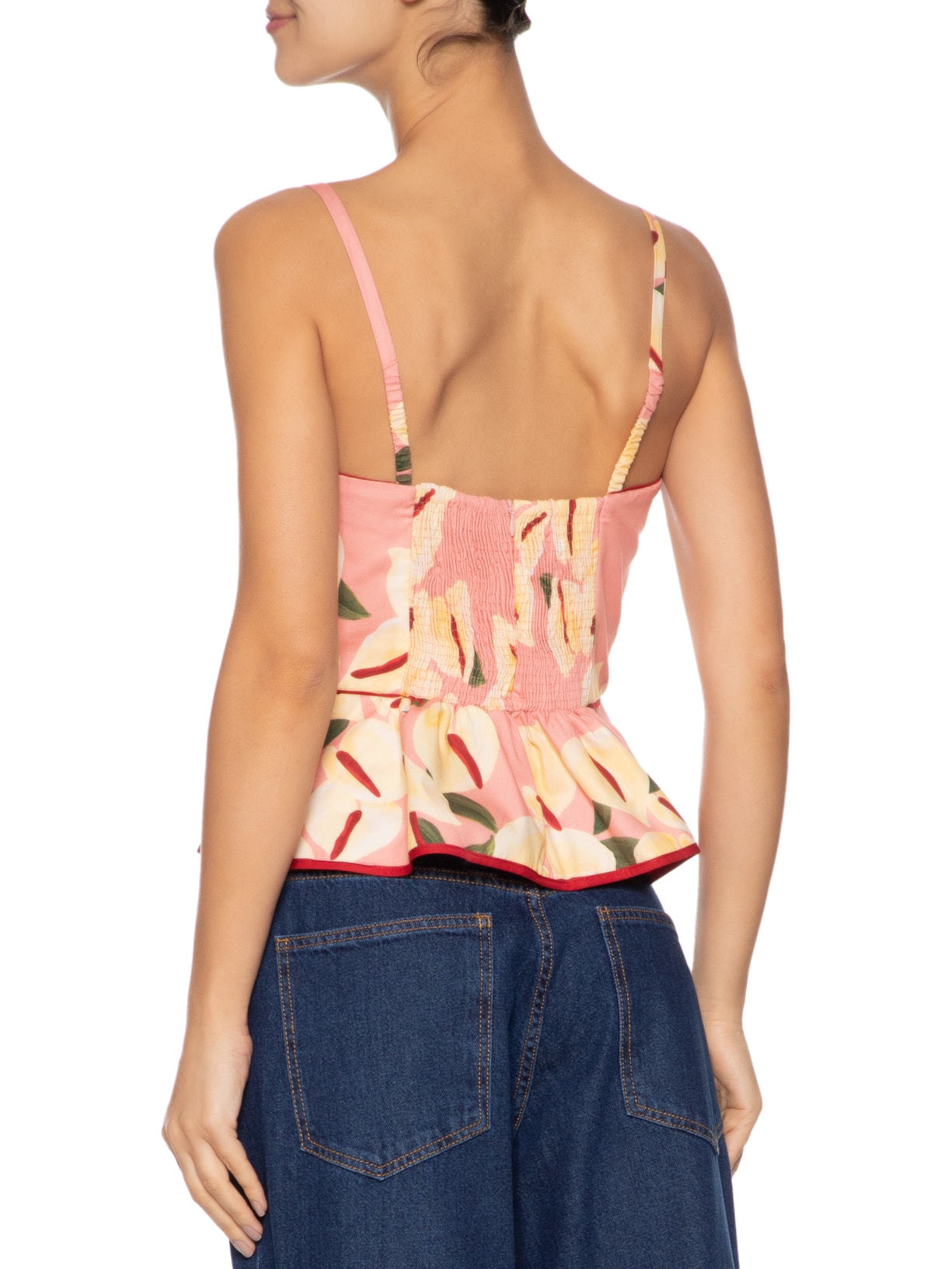 Blusa Feminina Tricoline Estampa Antúrio Rosa Dress To