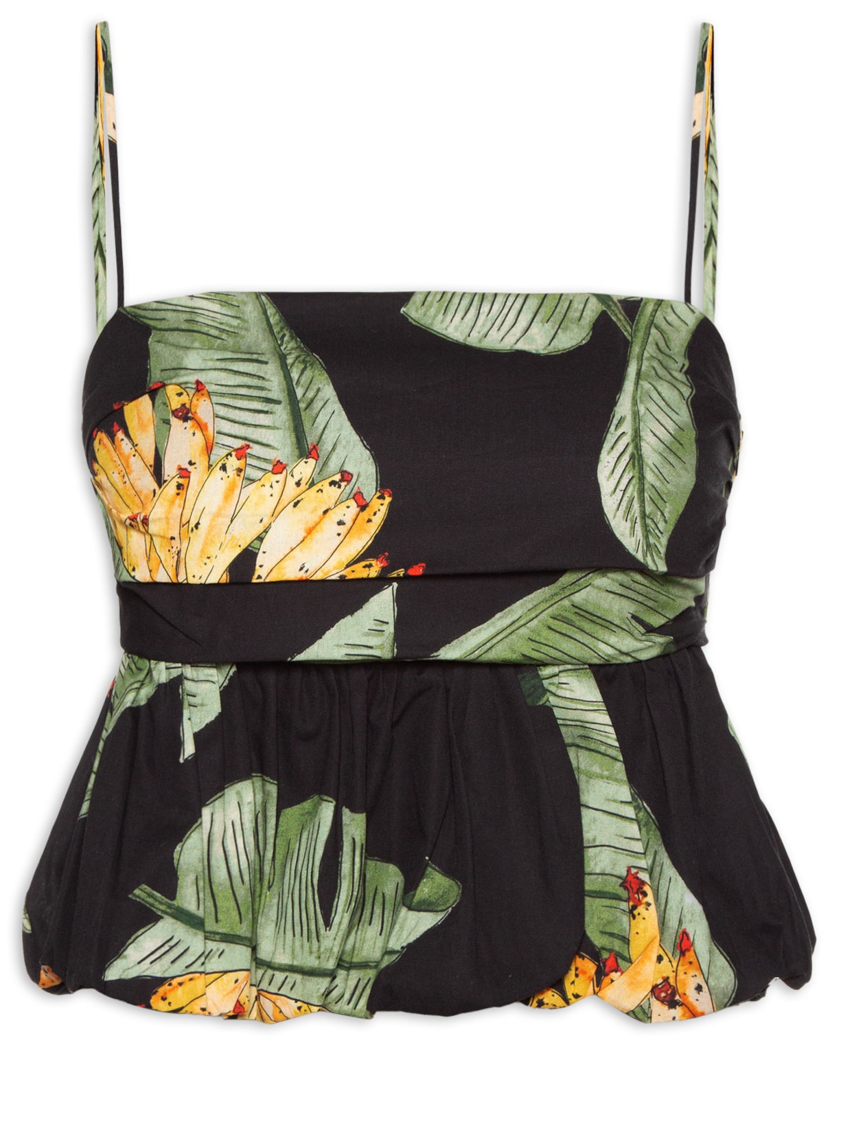 Blusa Feminina Tricoline Estampa Paraíso Preto Dress To