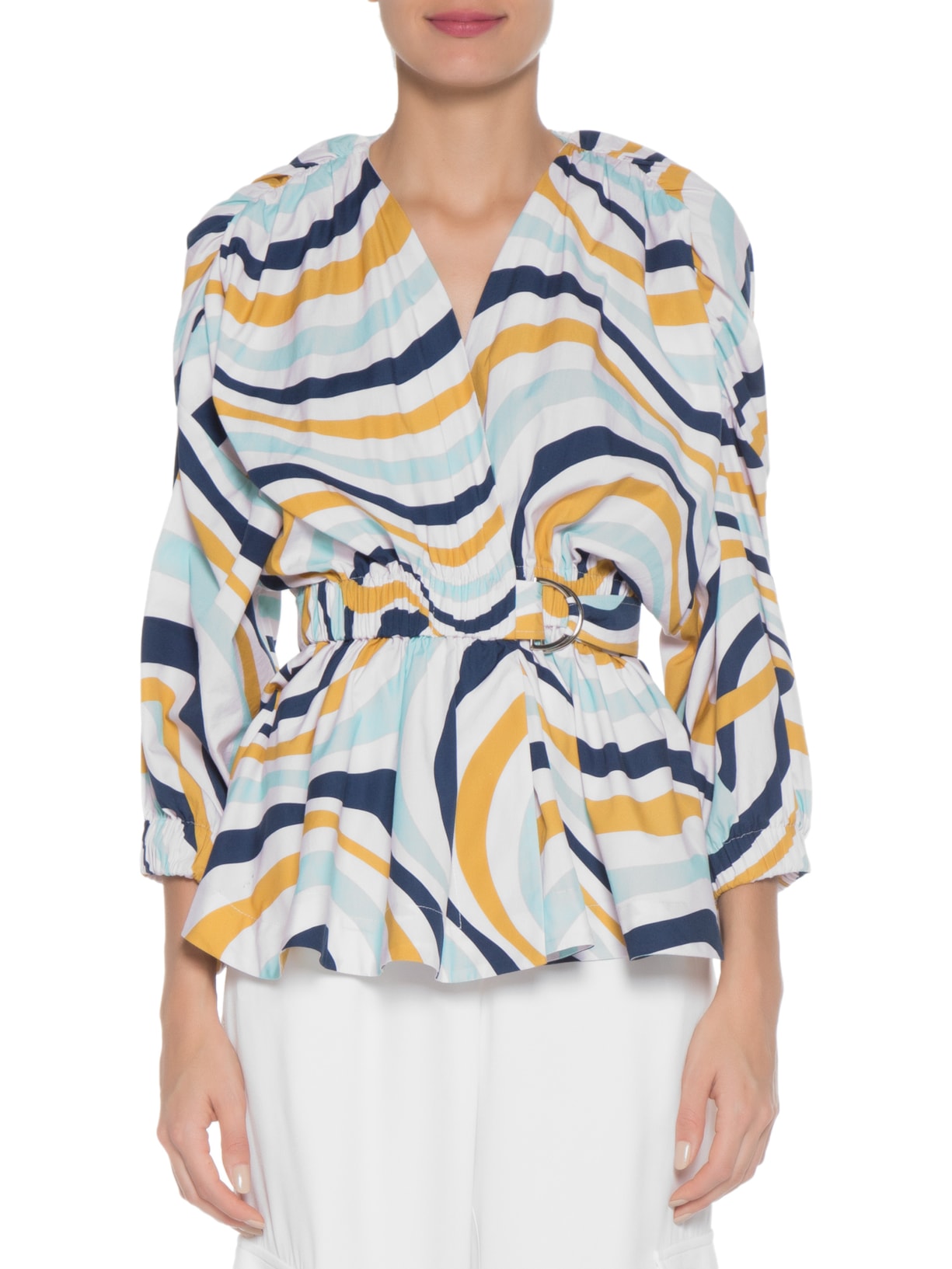 Blusa Feminina Tricoline Listras Tassi Off White Nk