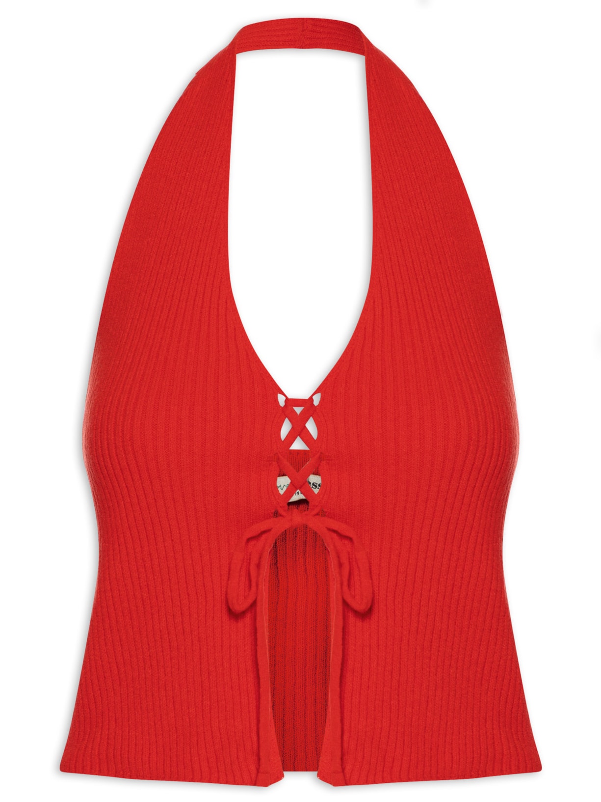 Blusa Feminina Tricot Amarração Frontal - Vermelho