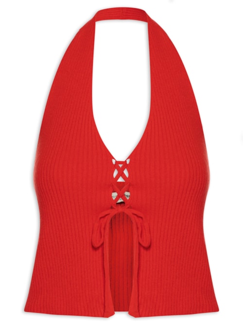 Blusa Feminina Tricot Amarração Frontal - Vermelho