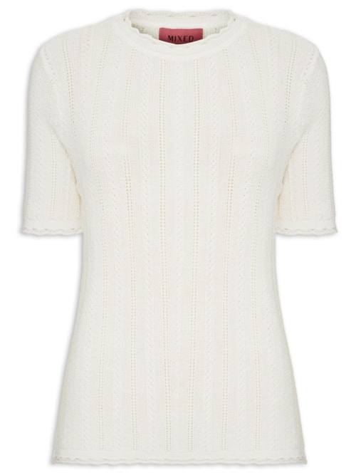 Blusa Feminina Tricot Amélia V27 - Branco