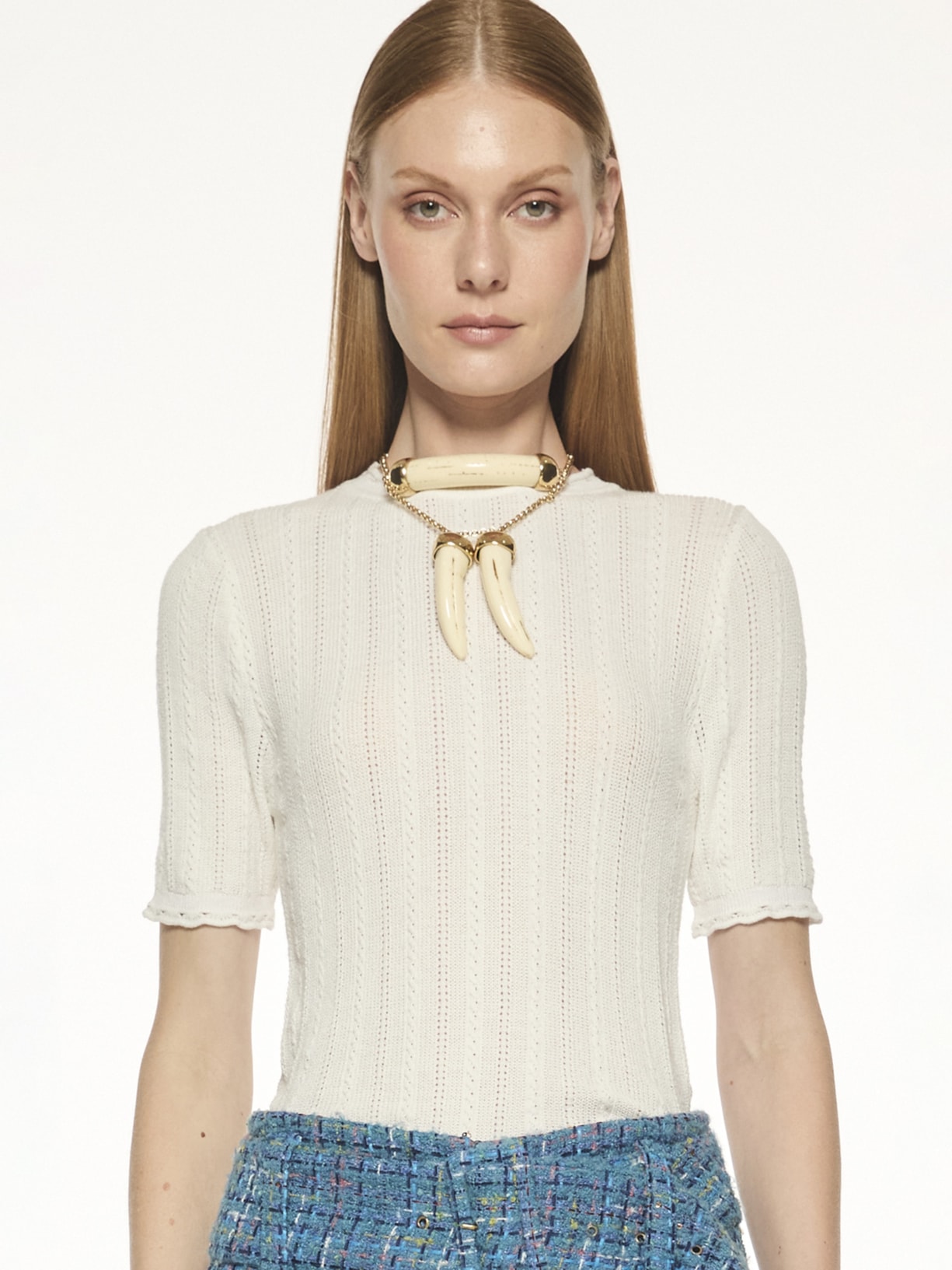 Blusa Feminina Tricot Amélia V27 Branco Mixed