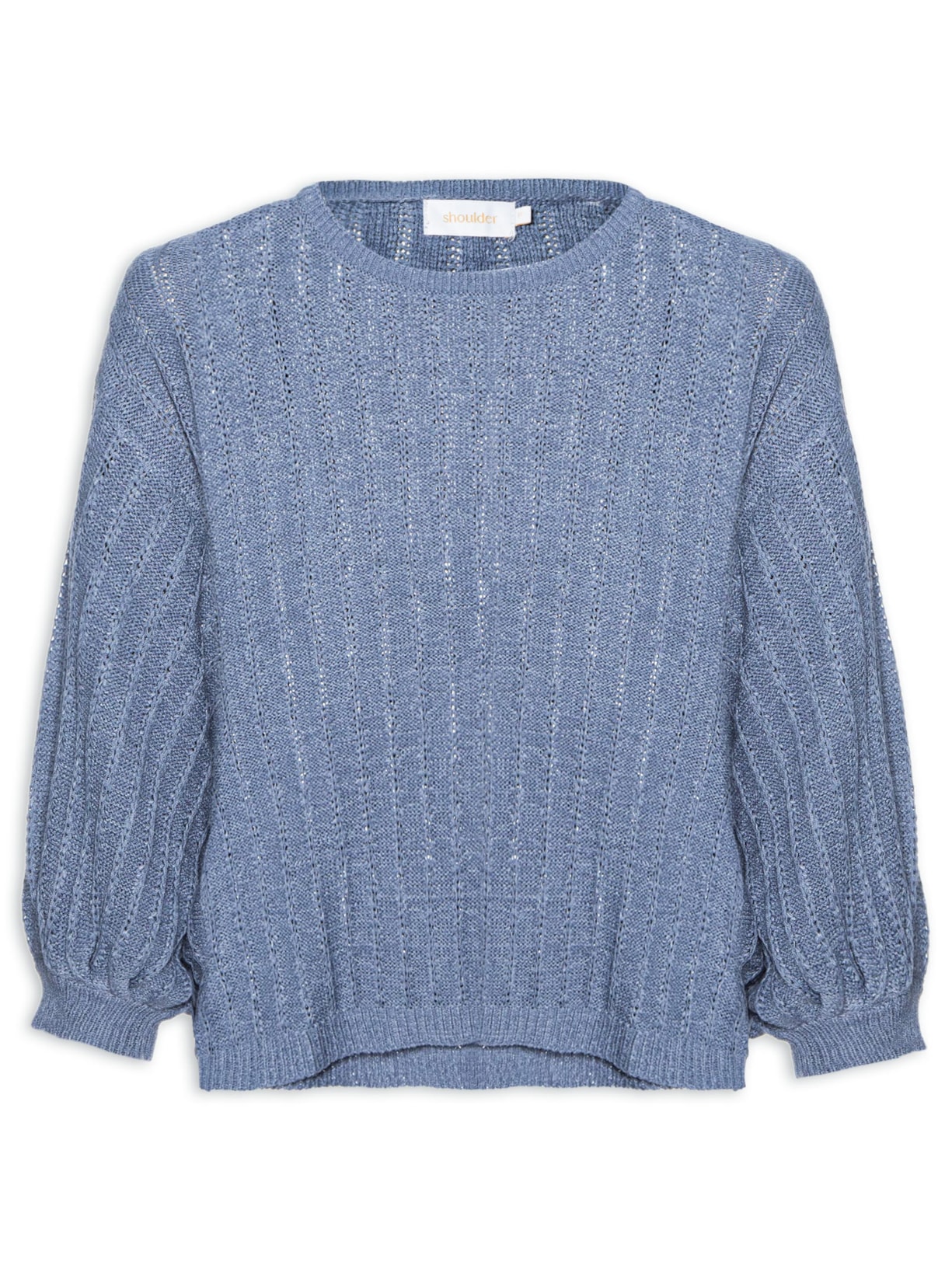 Blusa Feminina Tricot Ampla Gola Bateau - Azul