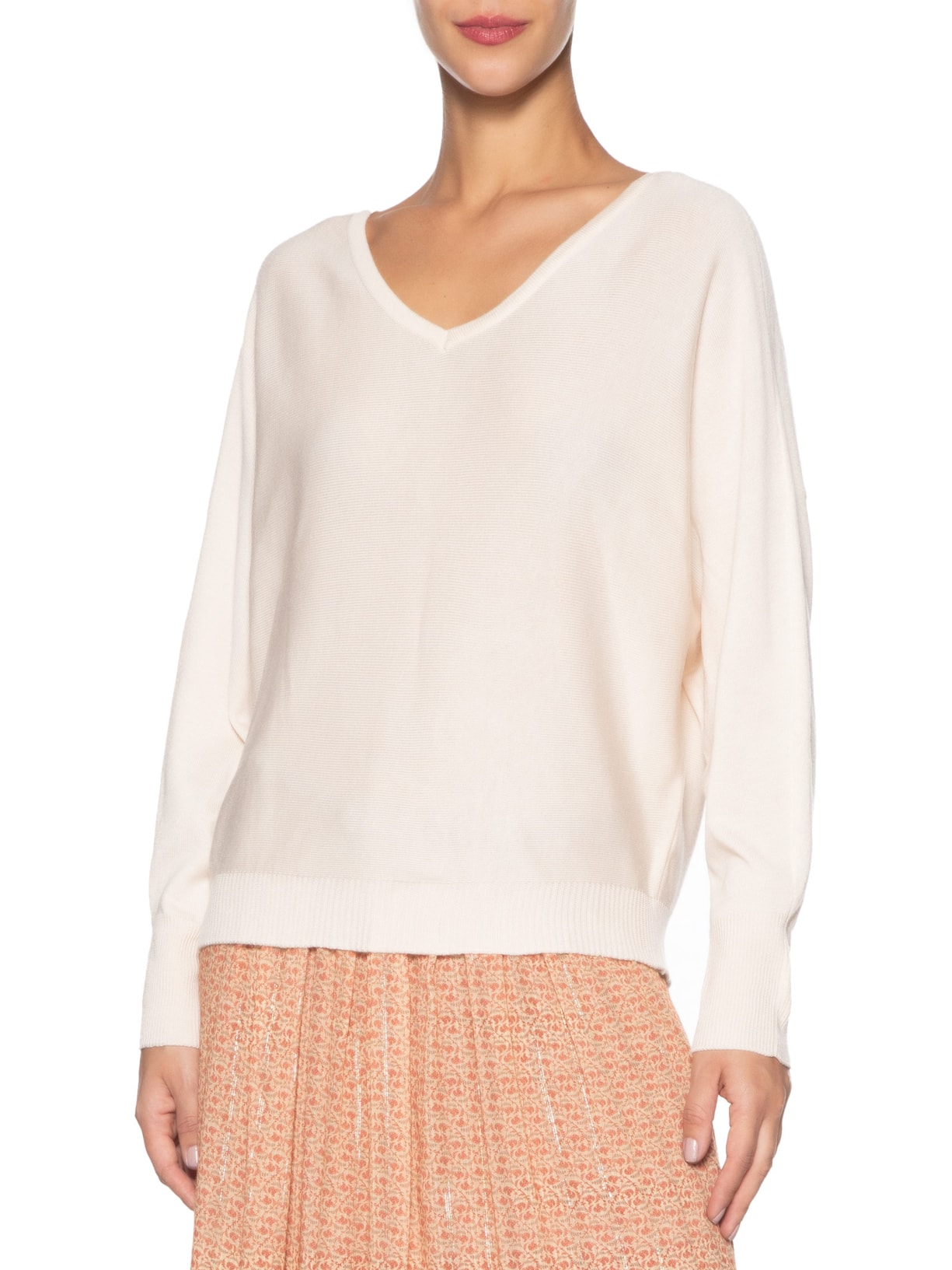 Blusa Feminina Tricot Ampla Off White Maria Filó