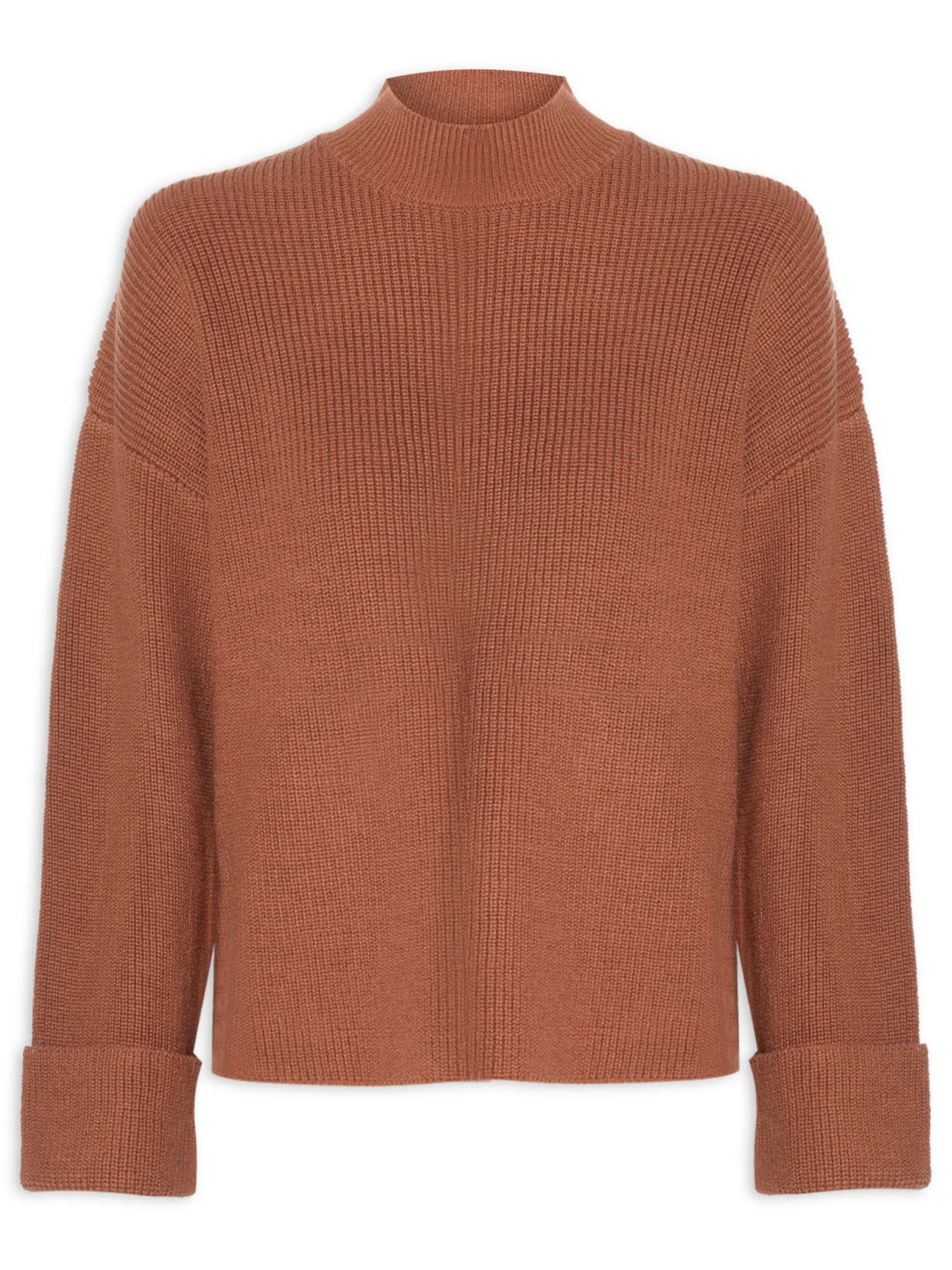 Blusa Feminina Tricot Ampla Pregas - Marrom