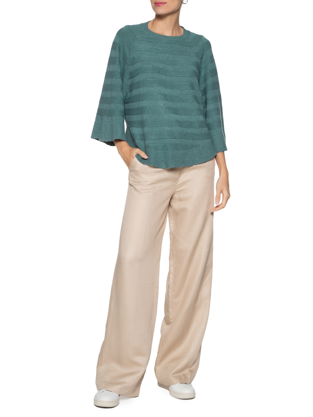 Blusa Feminina Tricot Ampla Verde Basiq