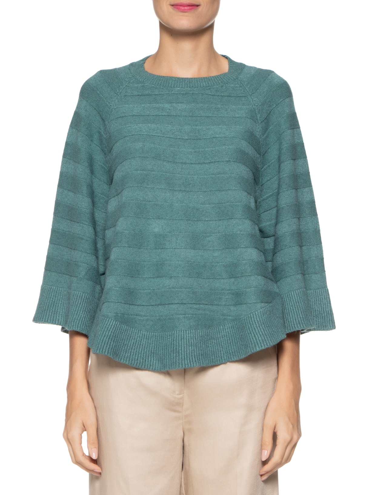 Blusa Feminina Tricot Ampla Verde Basiq
