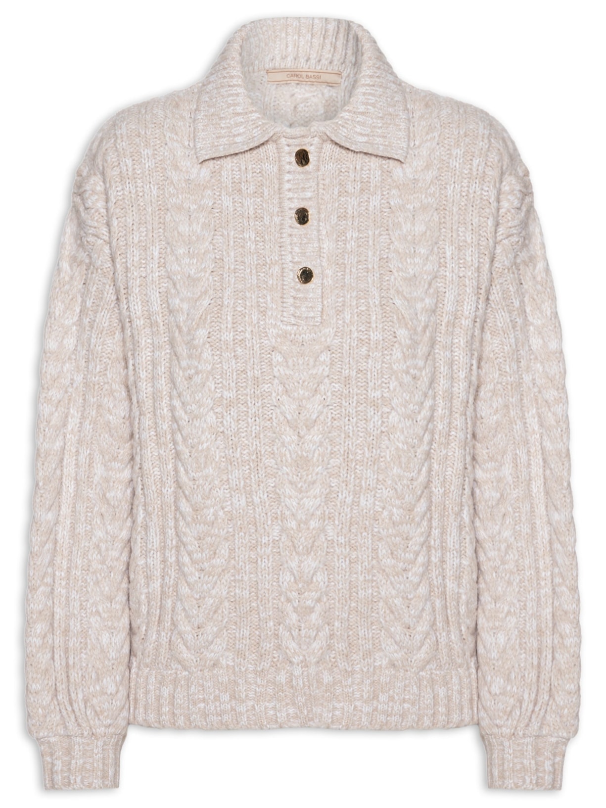 Blusa Feminina Tricot Ariadne Bege Carol Bassi