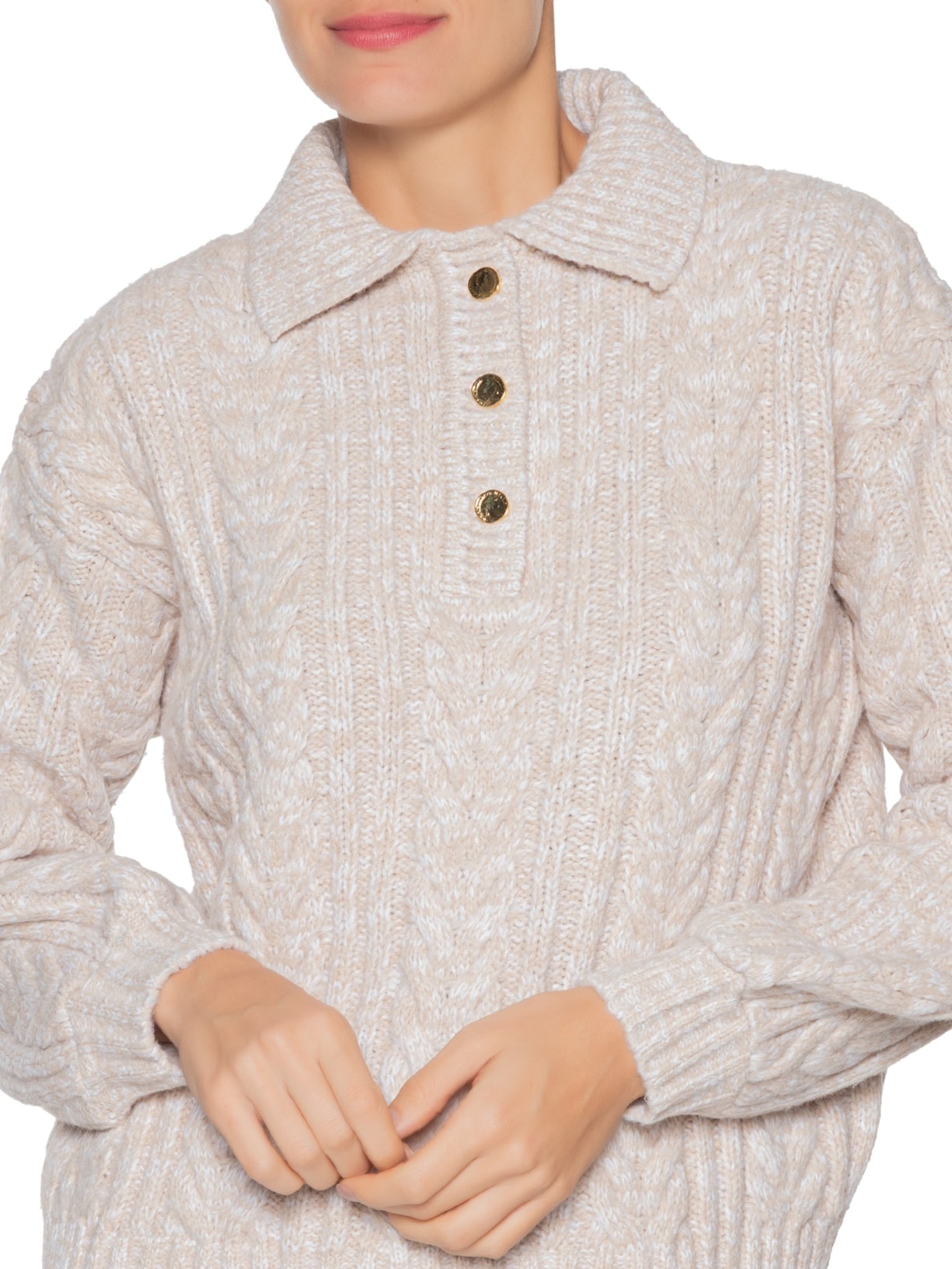 Blusa Feminina Tricot Ariadne Bege Carol Bassi