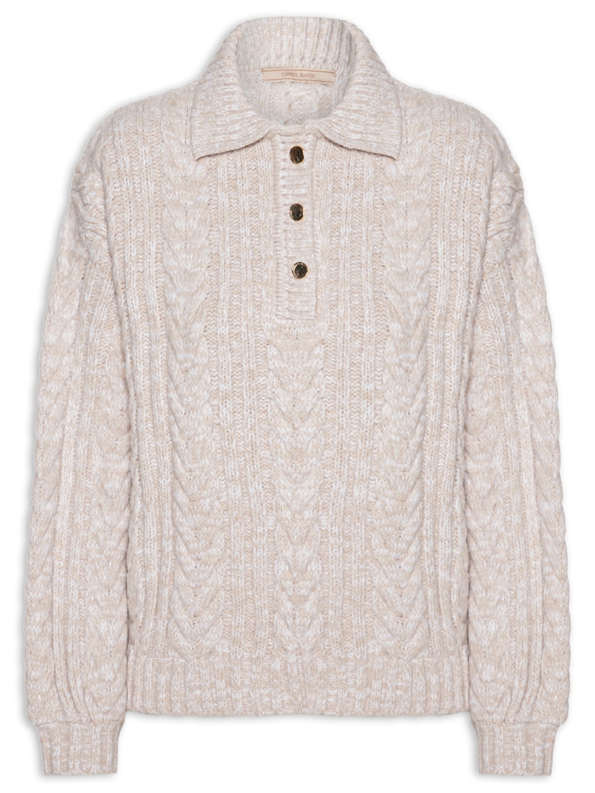 Blusa Feminina Tricot Ariadne Bege Carol Bassi