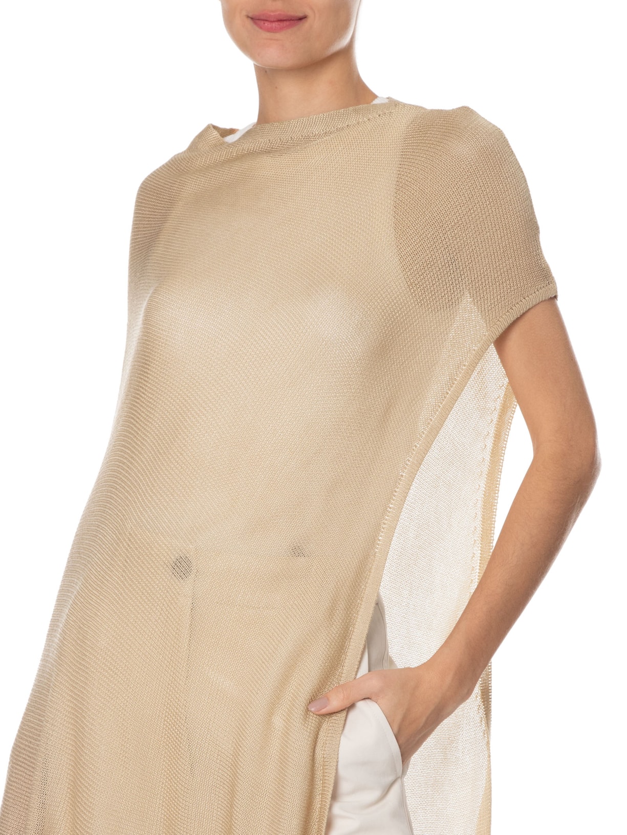 Blusa Feminina Tricot Assimétrica Bege Tig