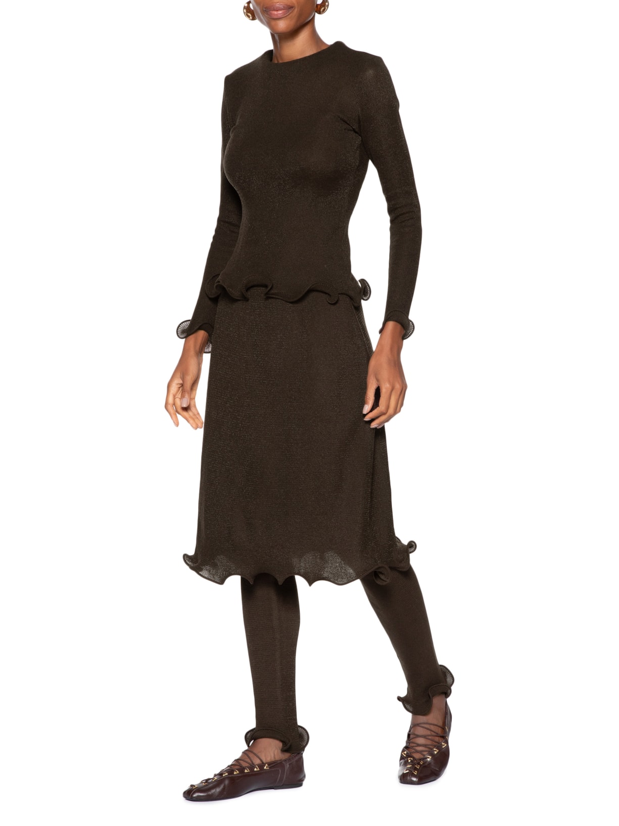 Blusa Feminina Tricot Barra Marrom Coven