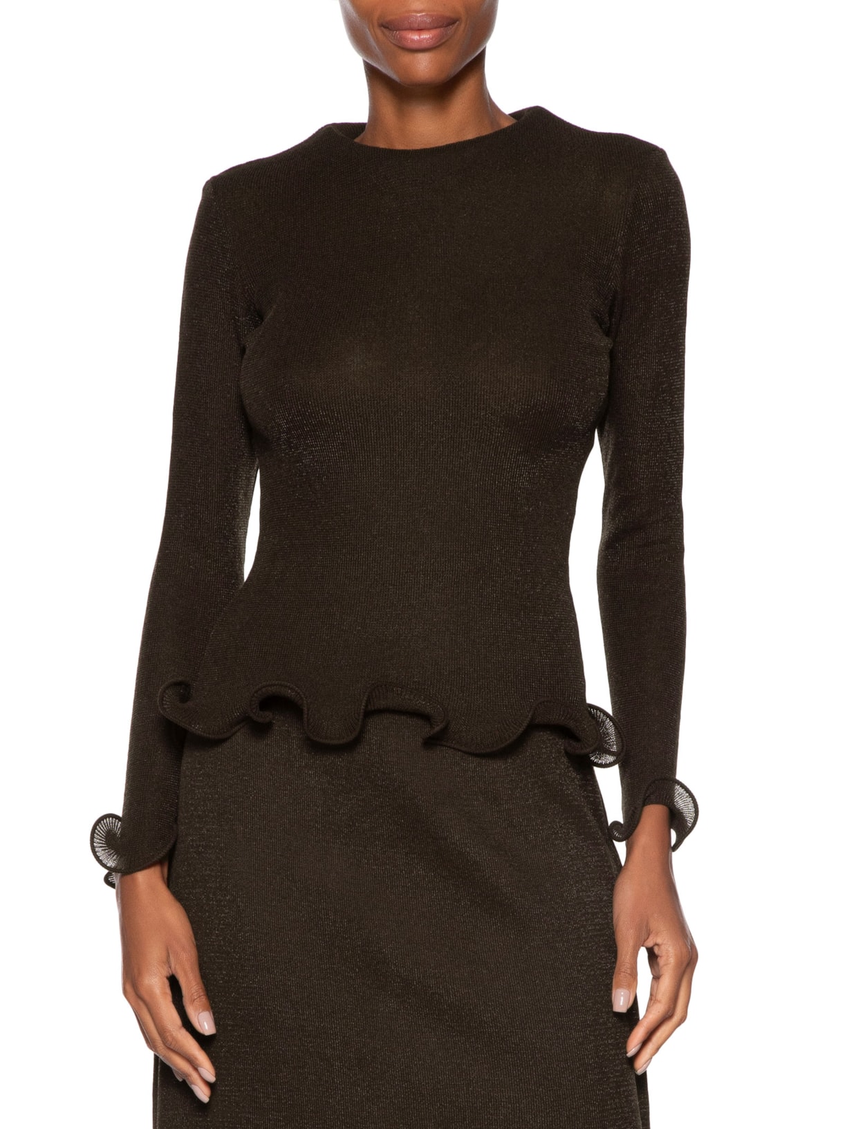 Blusa Feminina Tricot Barra Marrom Coven