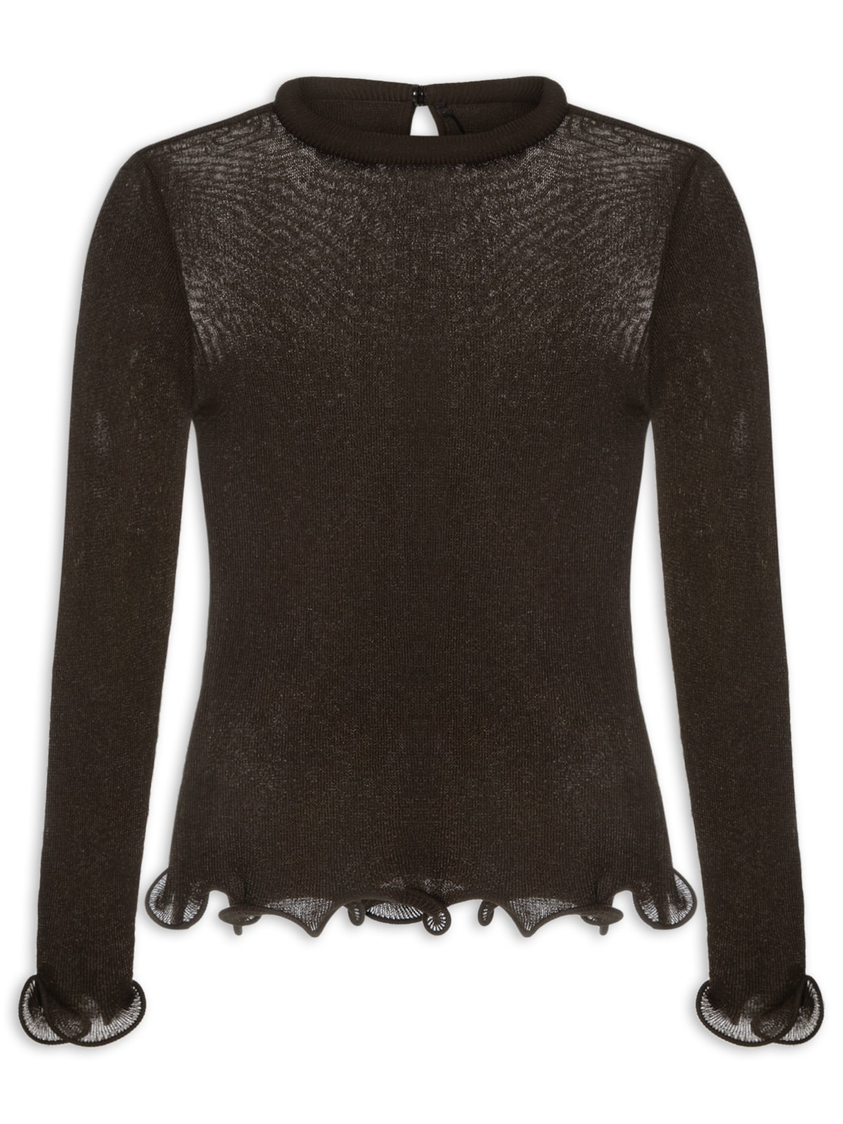 Blusa Feminina Tricot Barra Marrom Coven