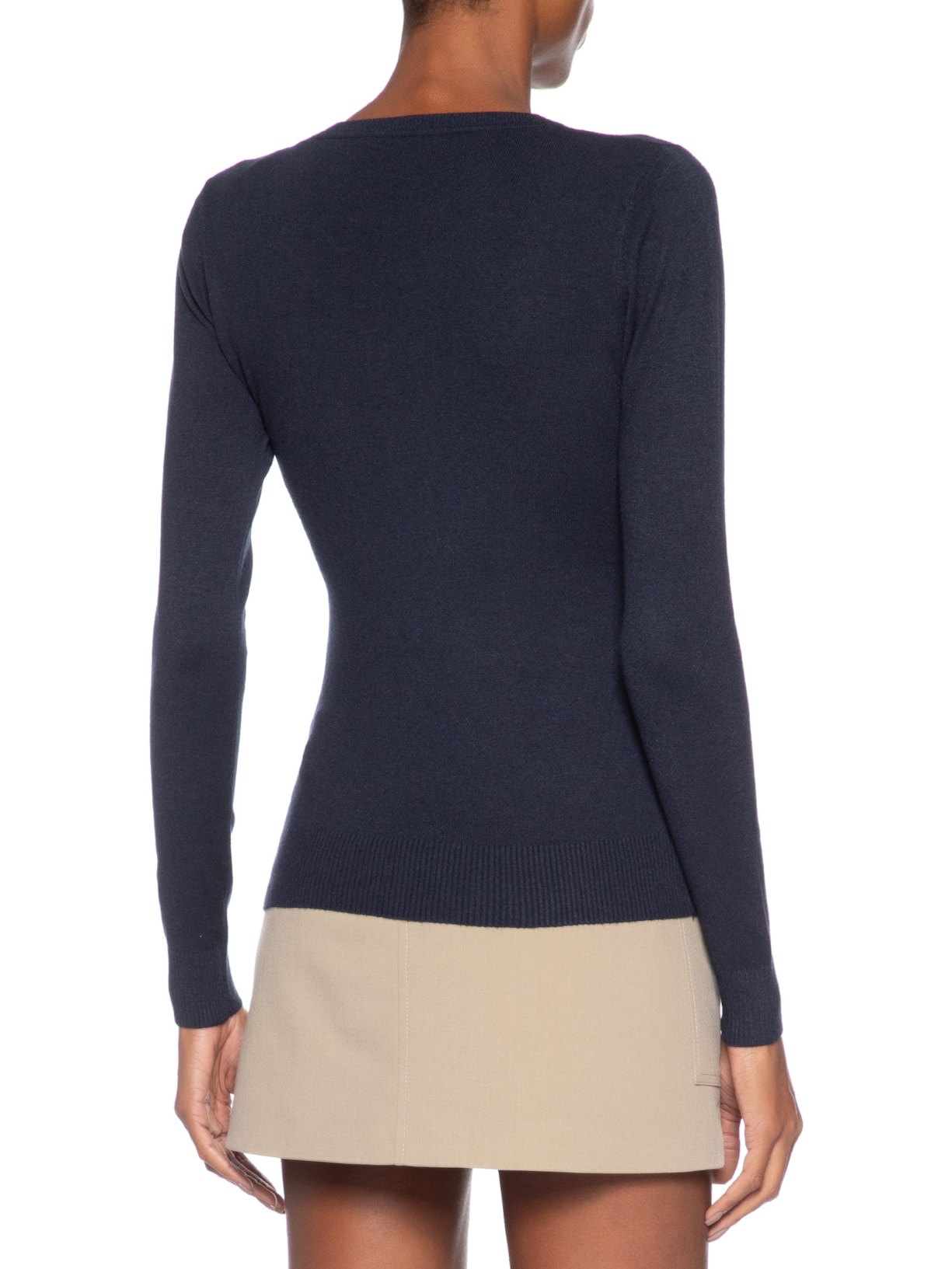 Blusa Feminina Tricot Básica Azul Basiq