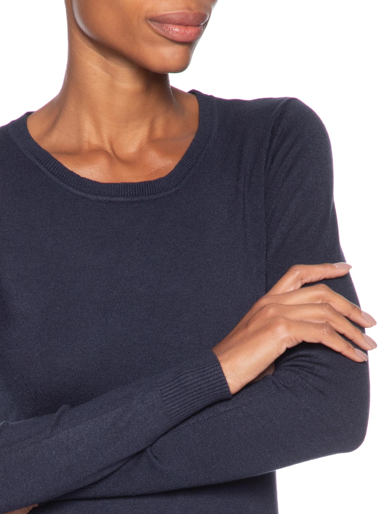 Blusa Feminina Tricot Básica Azul Basiq