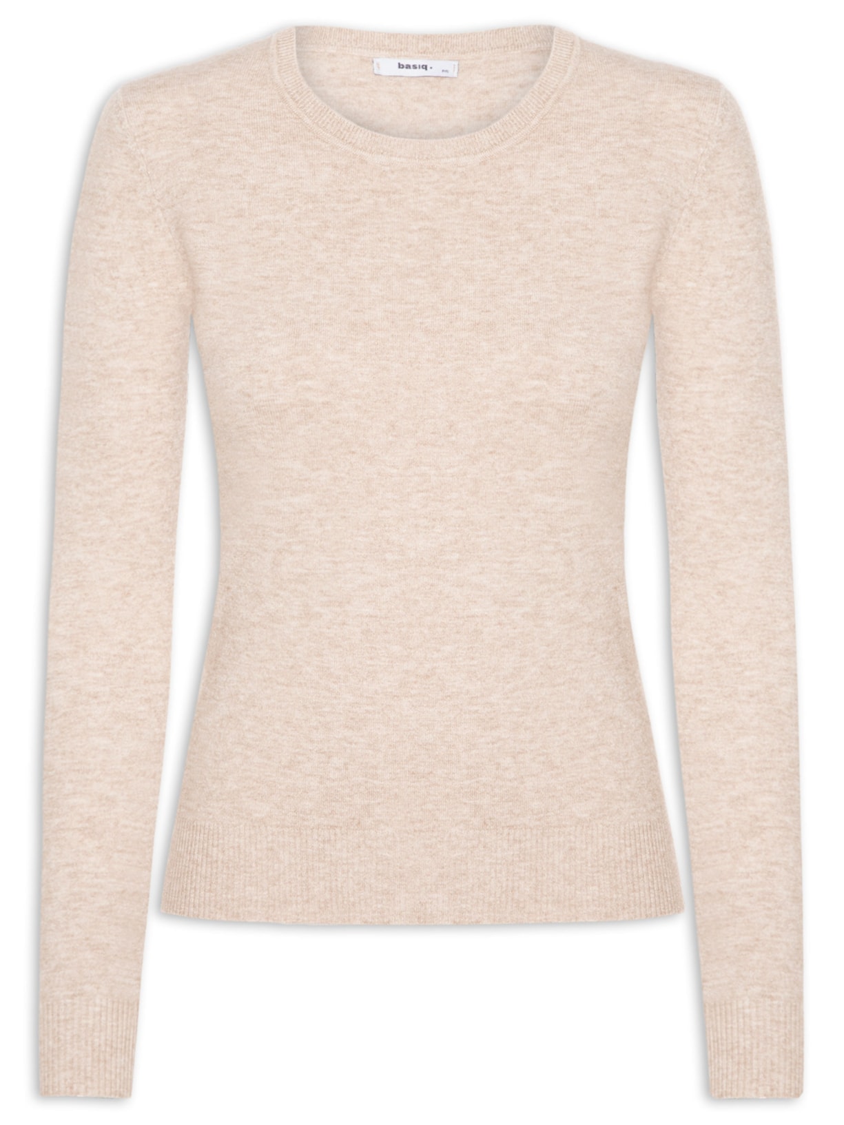 Blusa Feminina Tricot Básica Bege Basiq