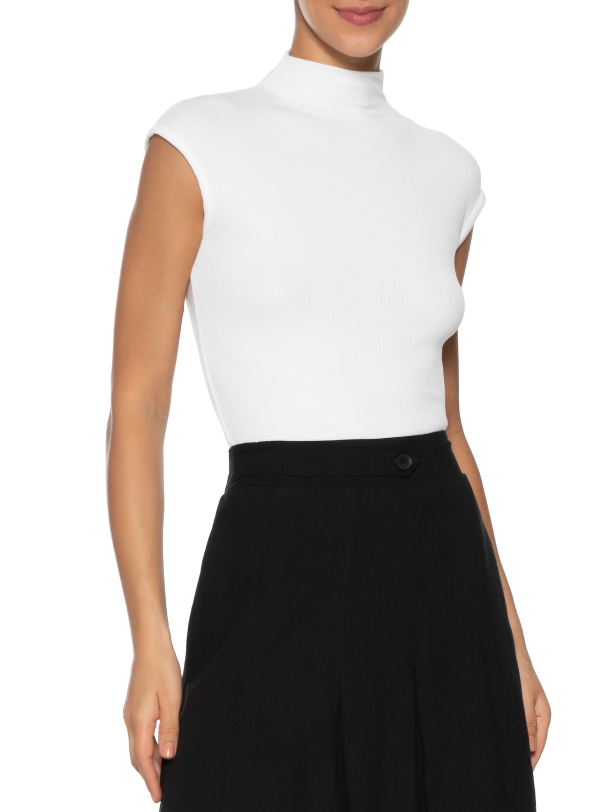 Blusa Feminina Tricot Básica Branco Basiq