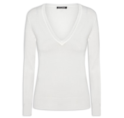 Blusa Feminina Tricot Básica - Branco