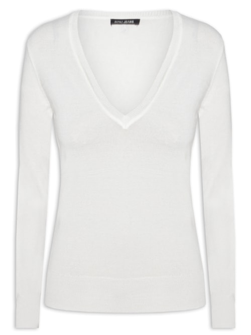 Blusa Feminina Tricot Básica - Branco