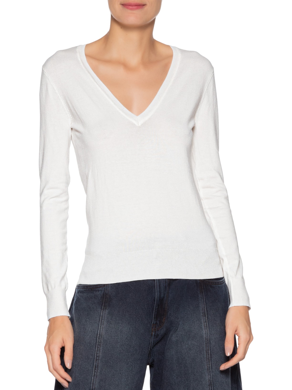 Blusa Feminina Tricot Básica Branco Animale Jeans