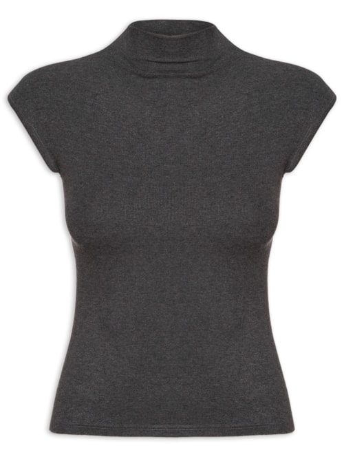 Blusa Feminina Tricot Básica - Cinza