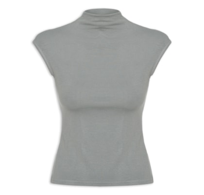 Blusa Feminina Tricot Básica - Cinza