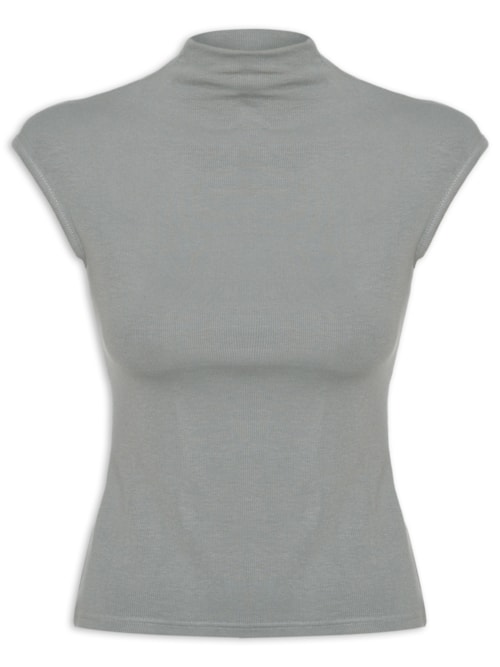Blusa Feminina Tricot Básica - Cinza