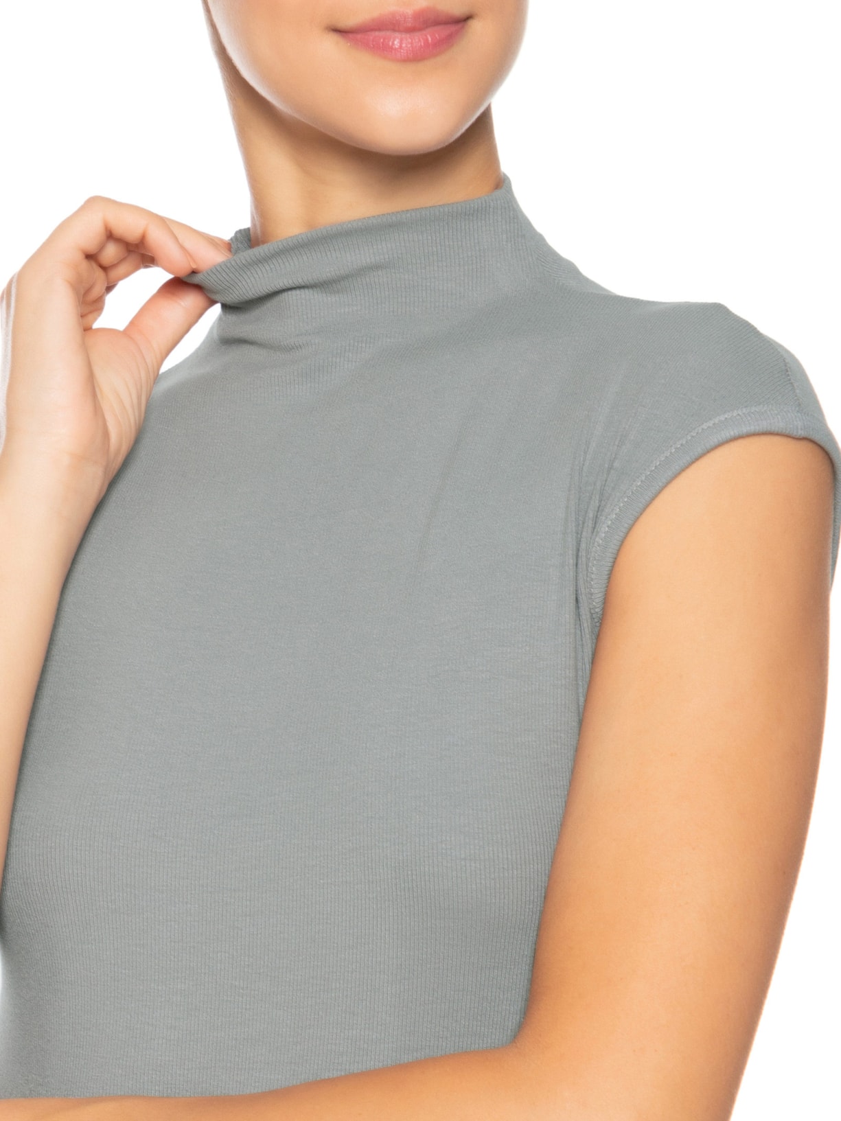 Blusa Feminina Tricot Básica Cinza Basiq