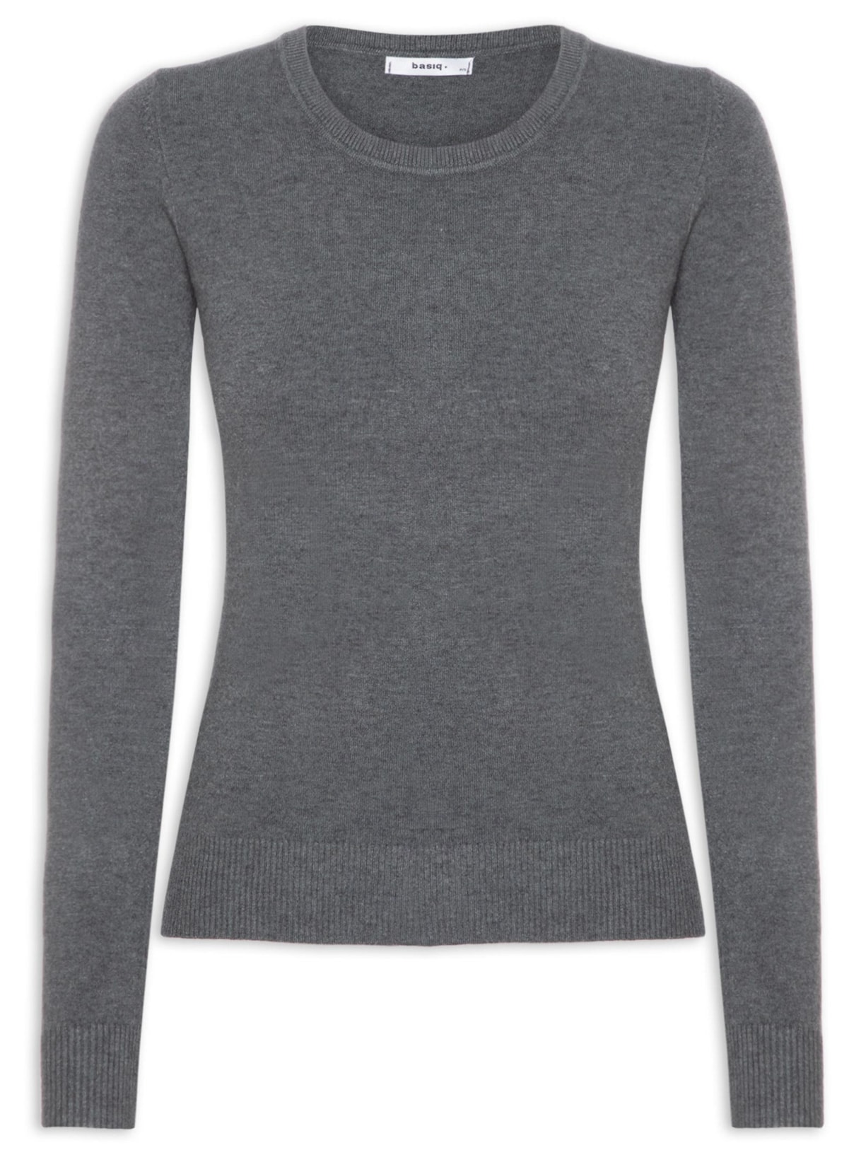 Blusa Feminina Tricot Básica - Cinza