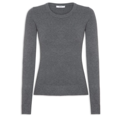 Blusa Feminina Tricot Básica - Cinza