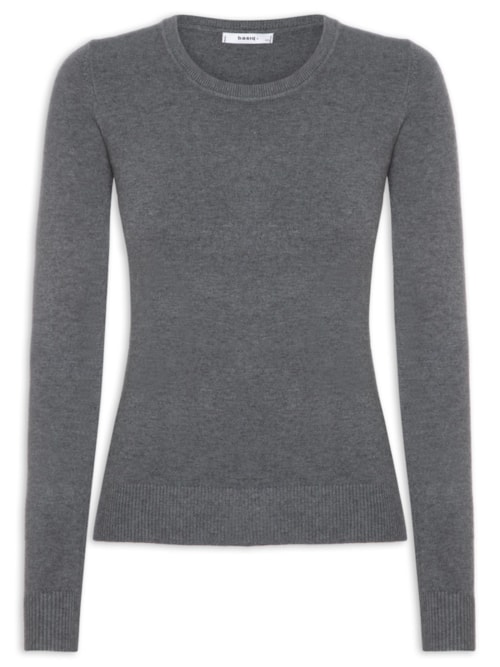 Blusa Feminina Tricot Básica - Cinza