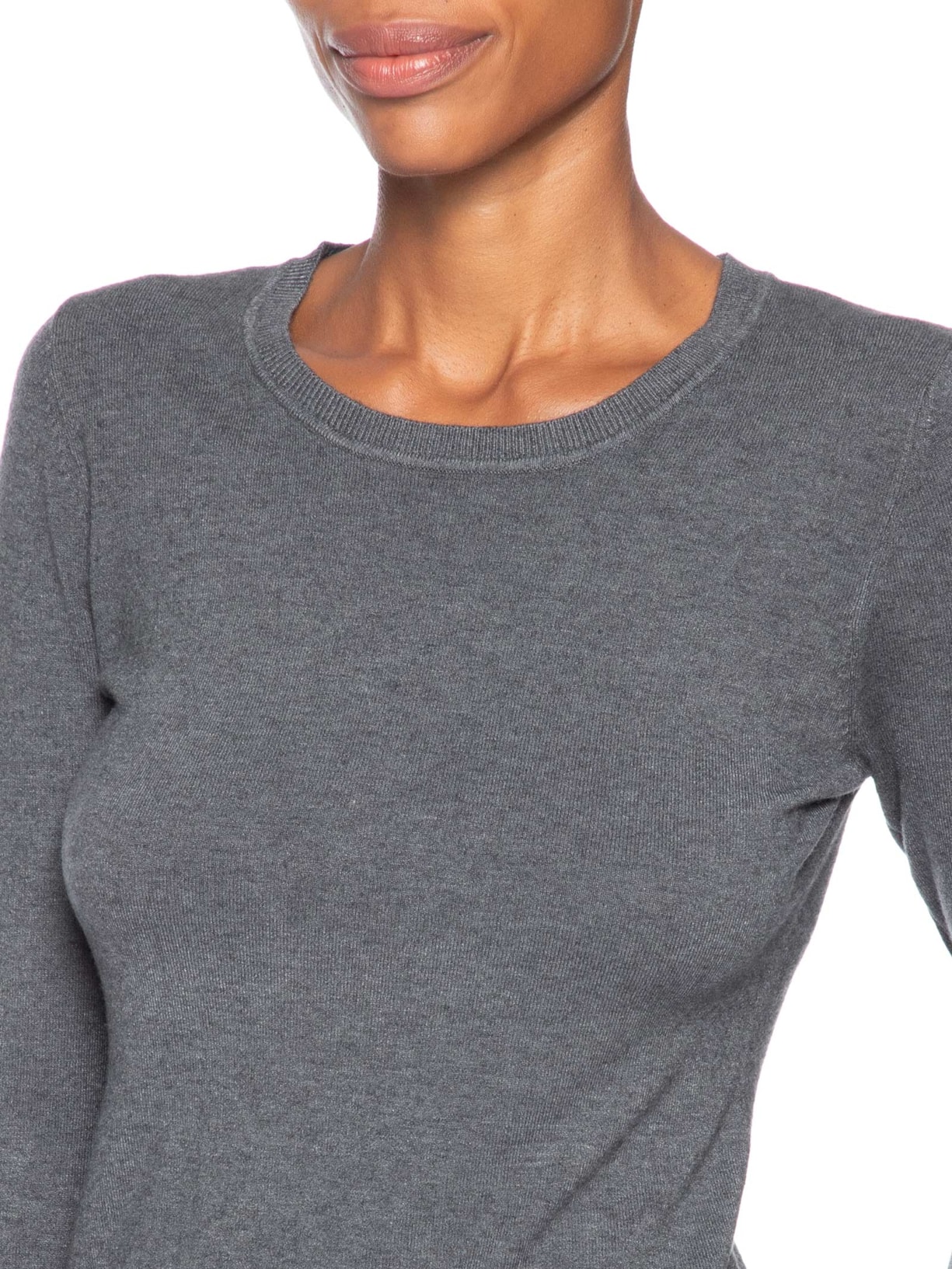 Blusa Feminina Tricot Básica Cinza Basiq