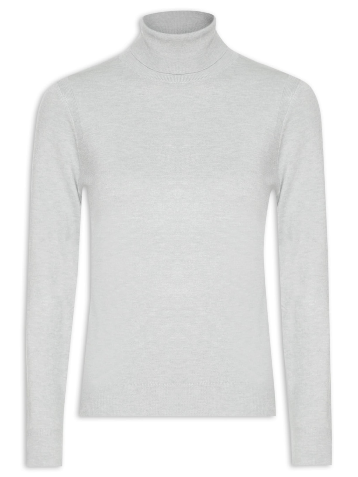 Blusa Feminina Tricot Básica Com Gola Alta - Cinza