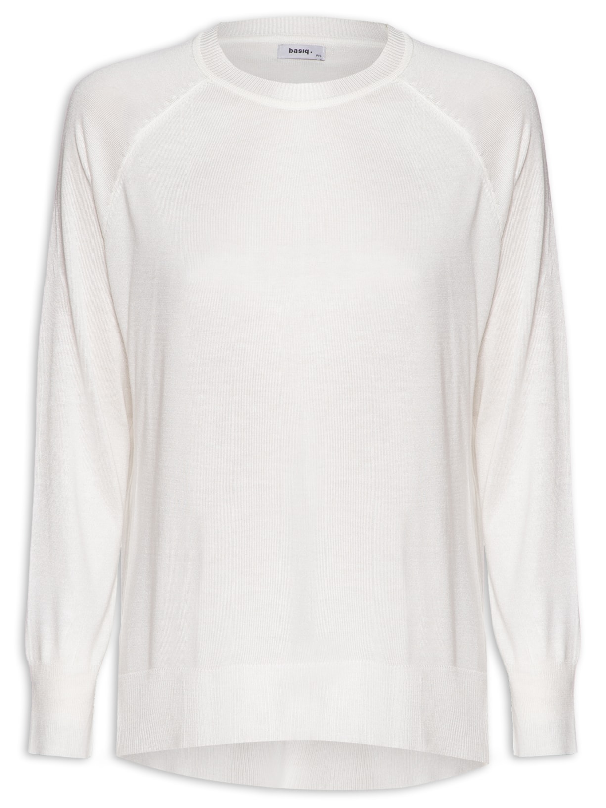 Blusa Feminina Tricot Básica Decote Redondo - Off White