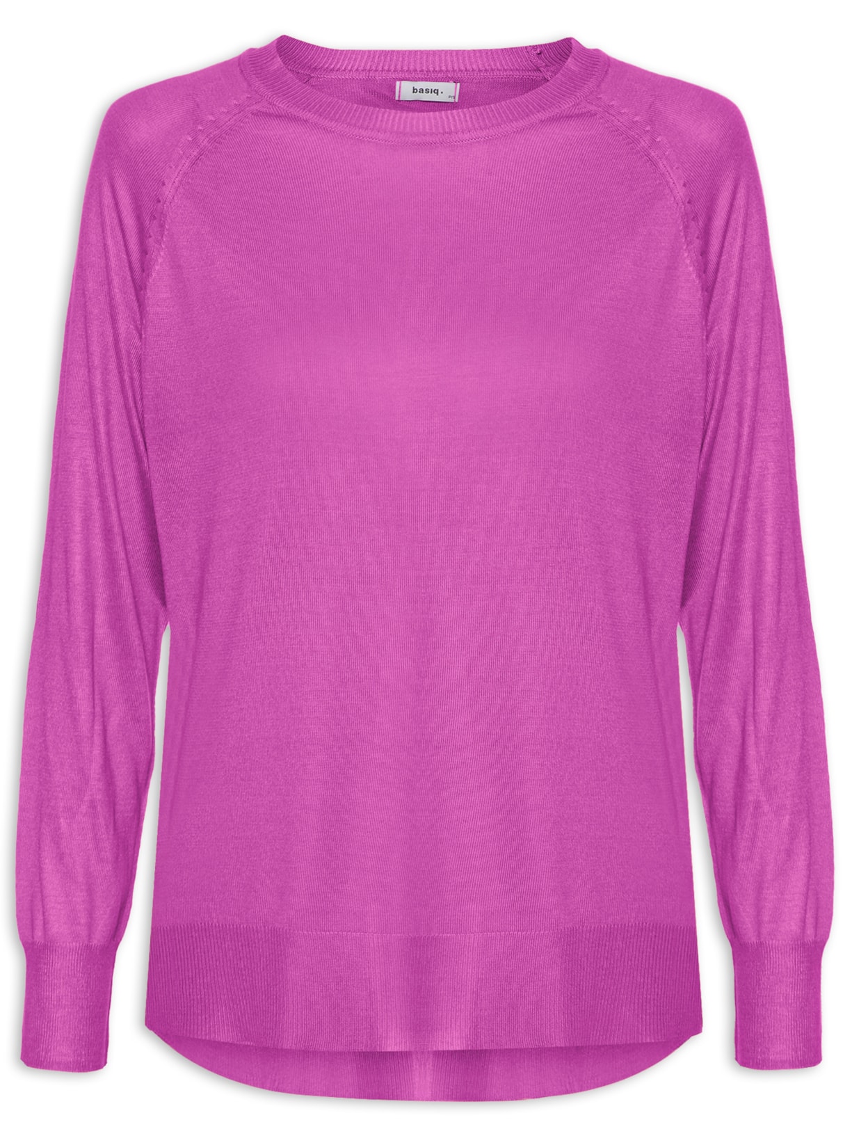 Blusa Feminina Tricot Básica Decote Redondo - Rosa
