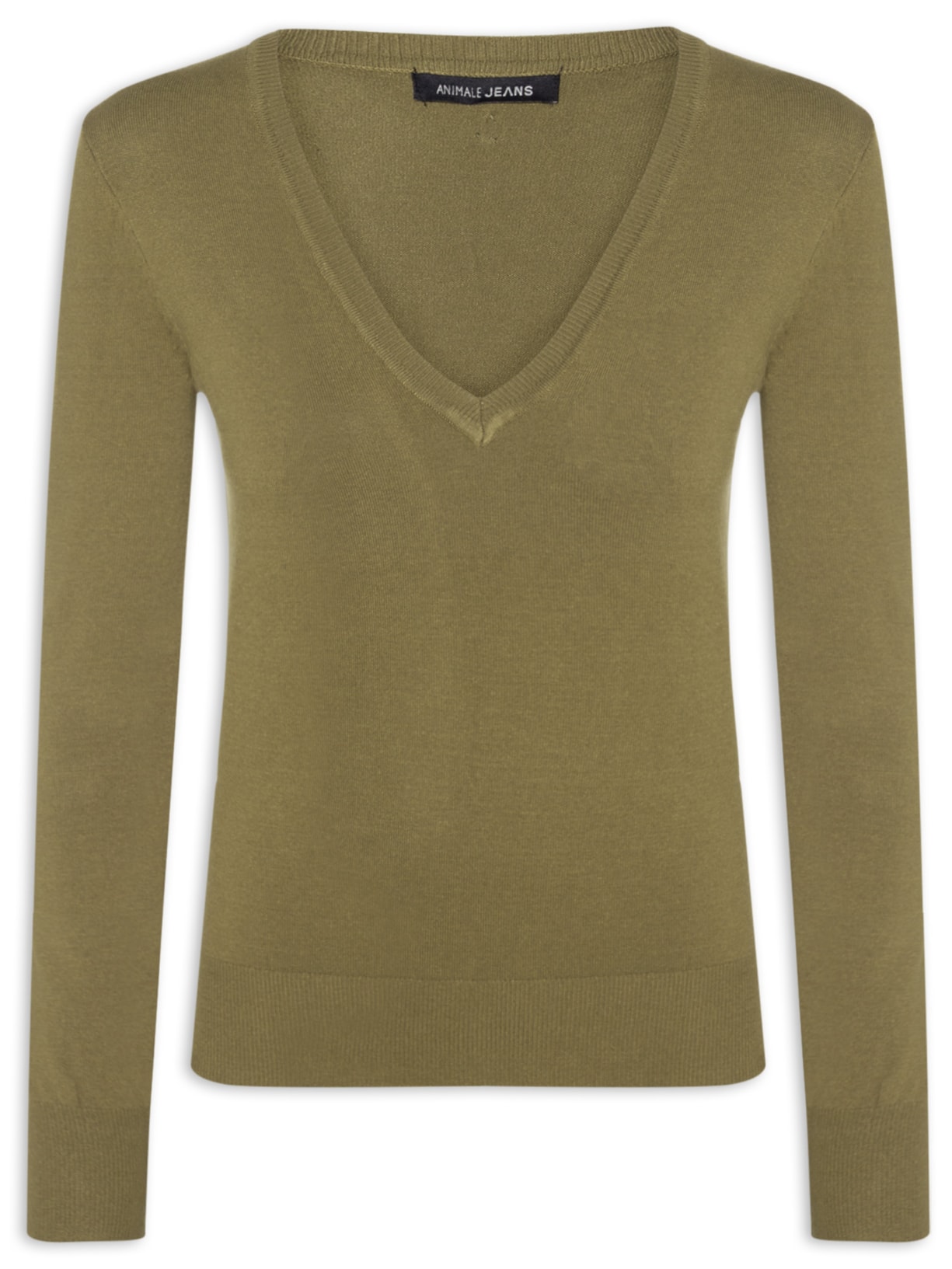 Blusa Feminina Tricot Básica Decote V - Verde