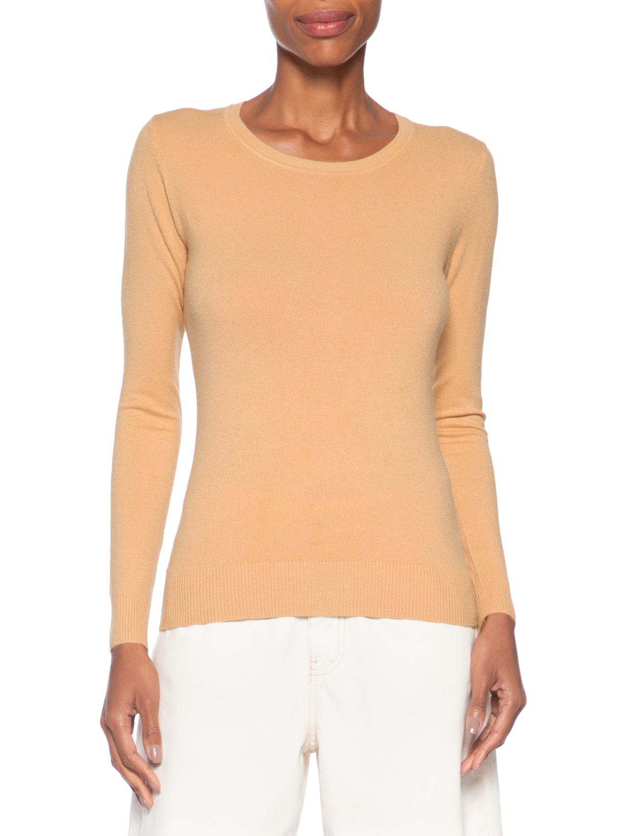 Blusa Feminina Tricot Básica Laranja Basiq