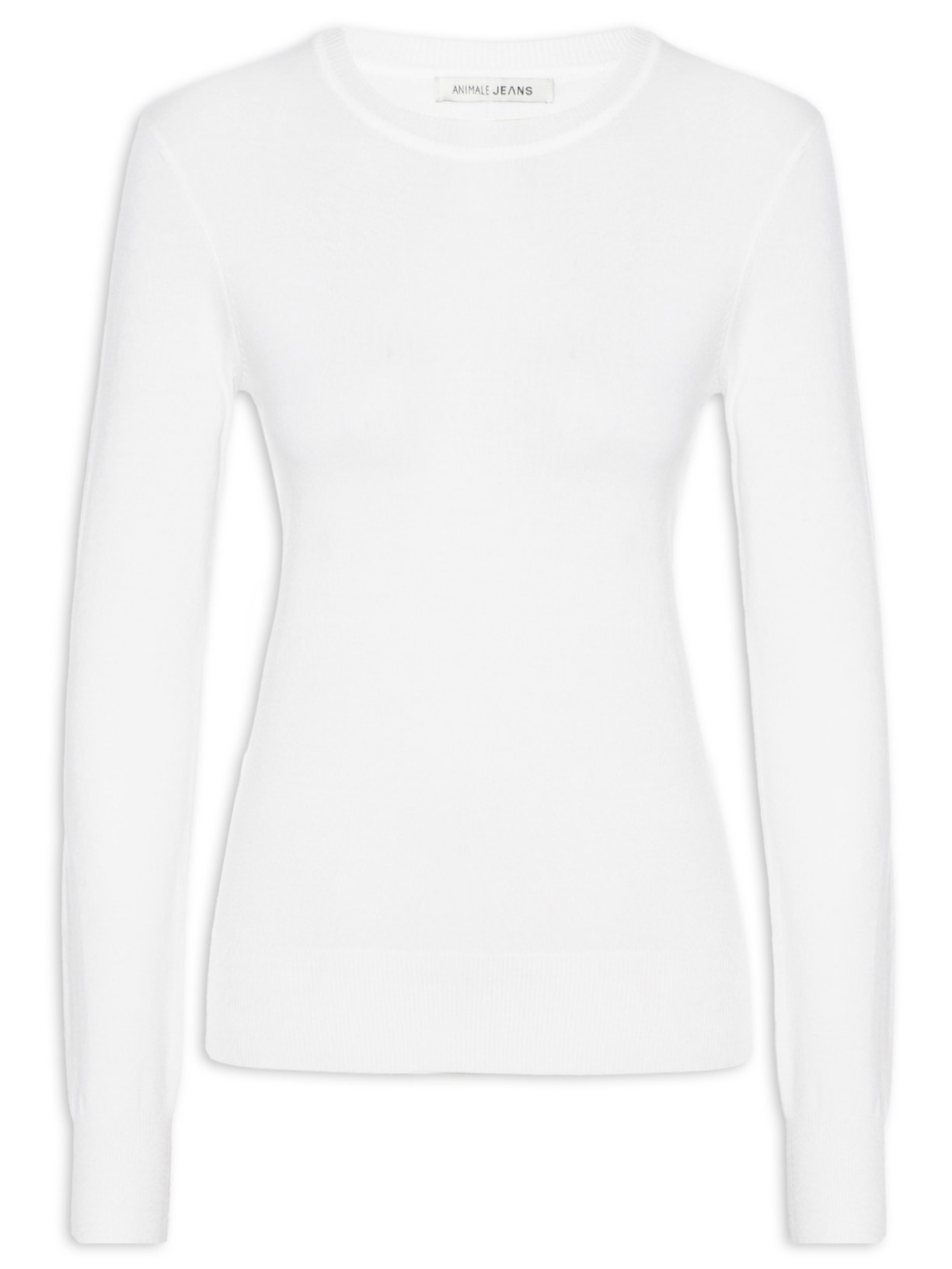 Blusa Feminina Tricot Básica Manga Longa - Branco