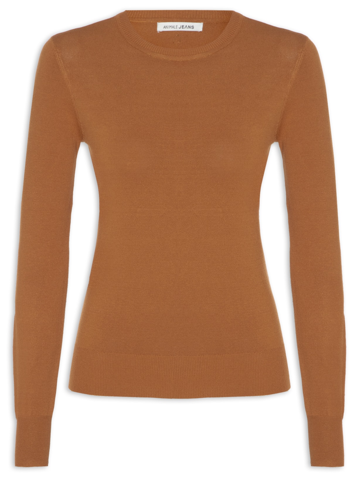 Blusa Feminina Tricot Básica Manga Longa - Marrom