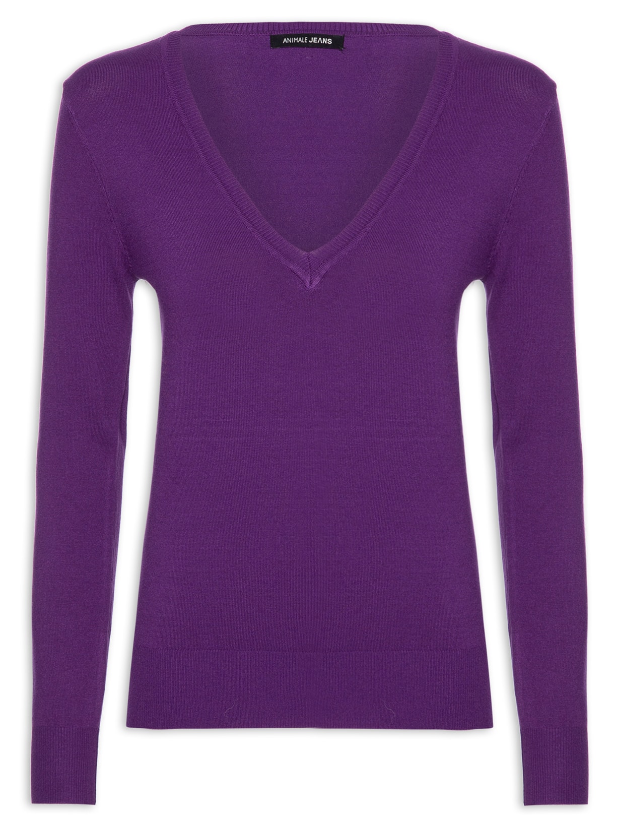 Blusa Feminina Tricot Básica Manga Longa - Roxo