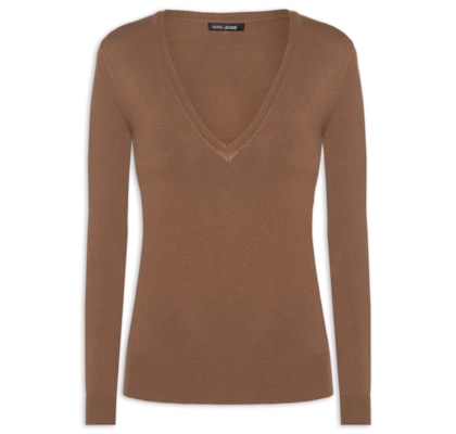 Blusa Feminina Tricot Básica - Marrom