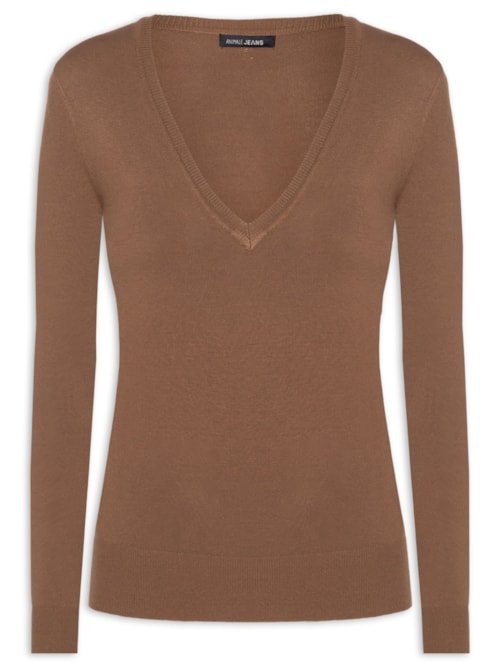 Blusa Feminina Tricot Básica - Marrom
