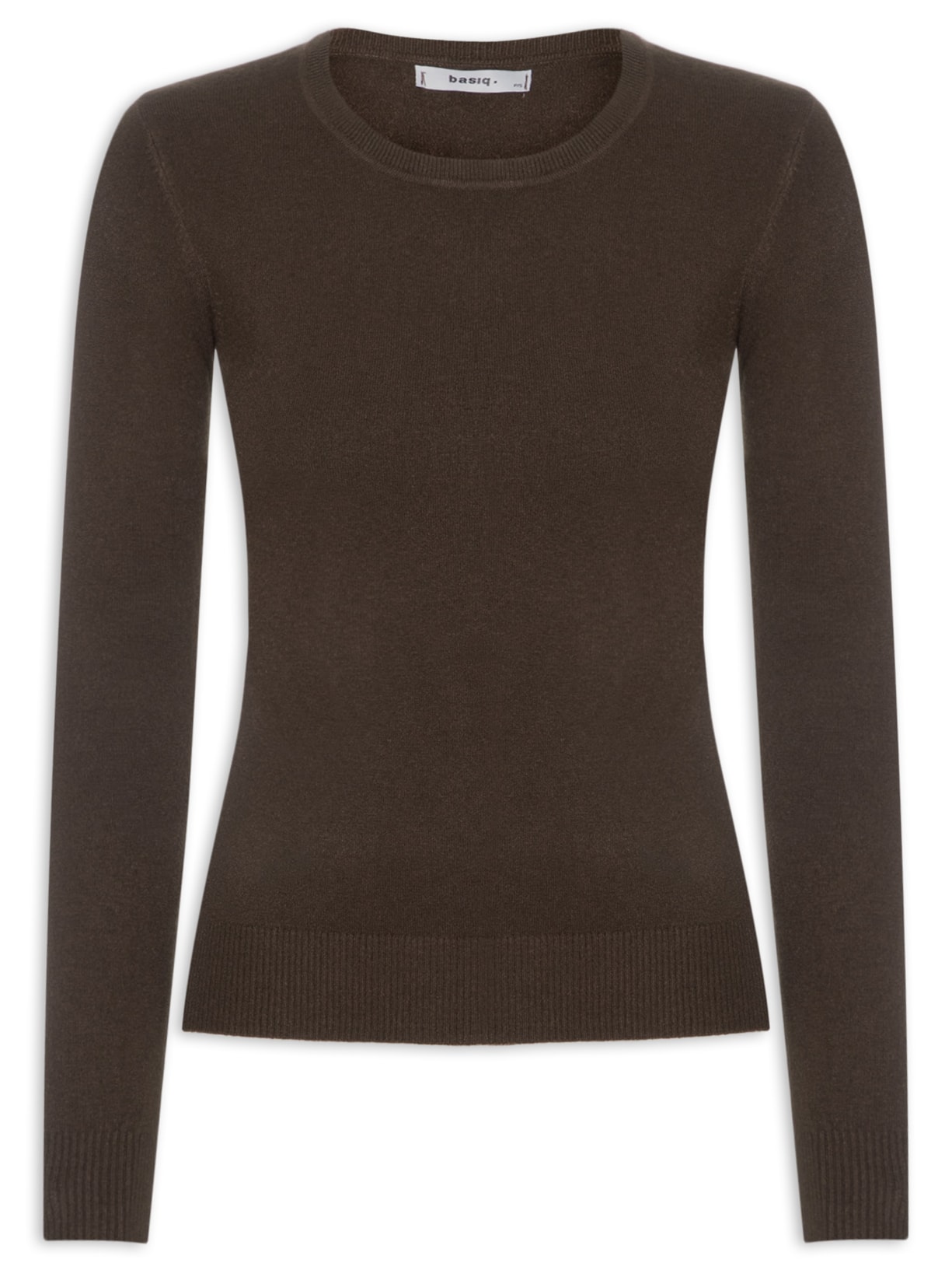 Blusa Feminina Tricot Básica Marrom Basiq