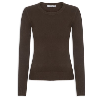 Blusa Feminina Tricot Básica - Marrom