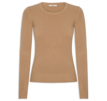 Blusa Feminina Tricot Básica - Marrom