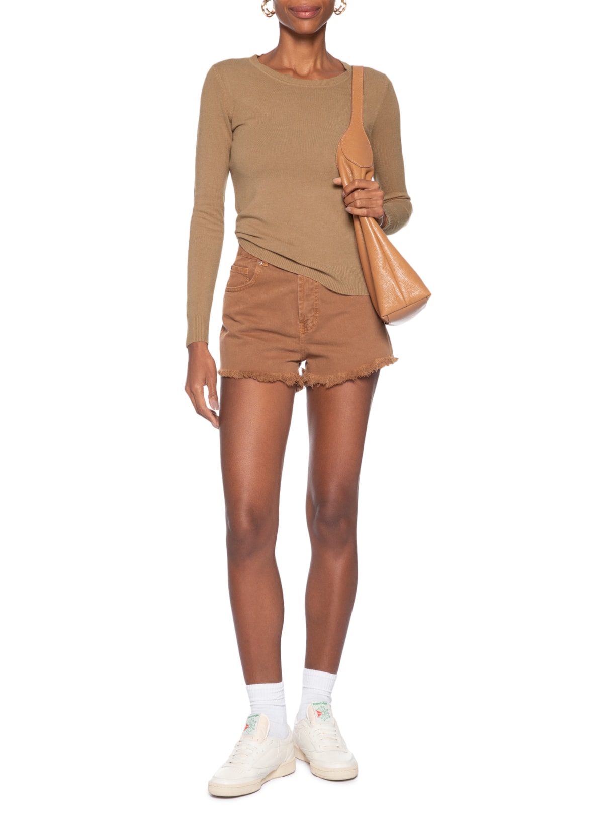 Blusa Feminina Tricot Básica Marrom Basiq