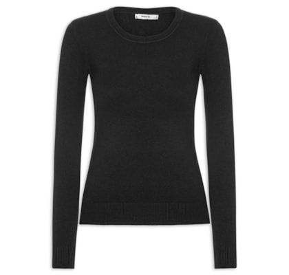 Blusa Feminina Tricot Básica - Preto